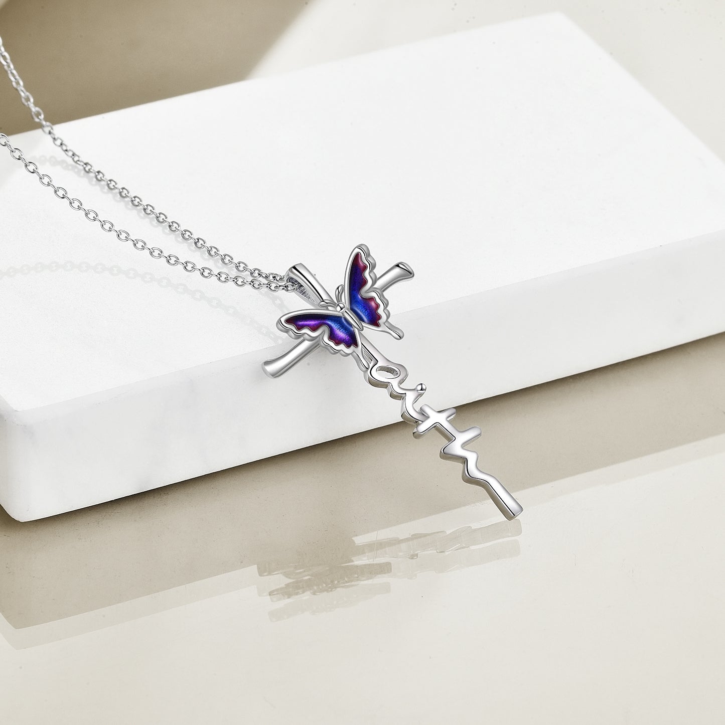 Sterling Silver Butterfly Cross Necklace Jewlery Gifts for Women