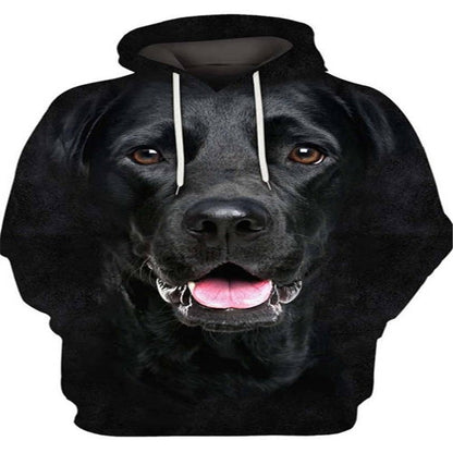 European And American Men's 3D Digital Printing Wolf Dog Hooded Sweater