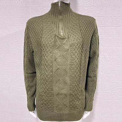 Knitted Sweater Zipper Turtleneck Long Sleeve