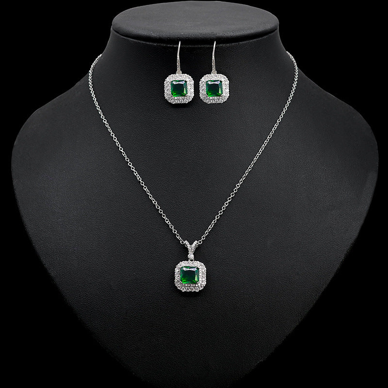 High-end New Light Luxury Zircon Necklace Earrings Set