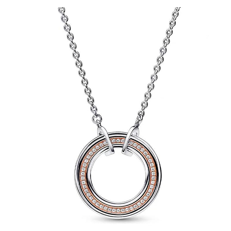 White Copper Silver Plated Circle Pendant