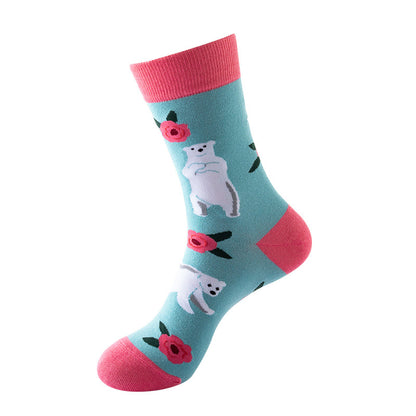 Mid-tube Star Animal Tide Socks