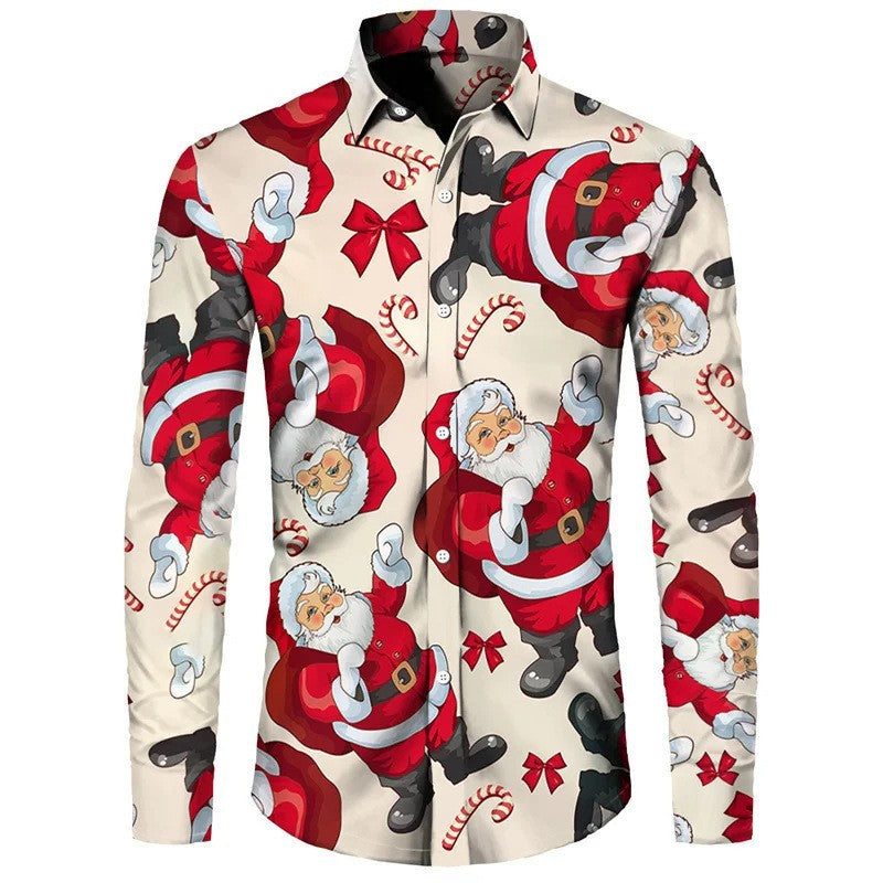 European And American Long Sleeve Shirt Christmas Series 3D Digital Printing