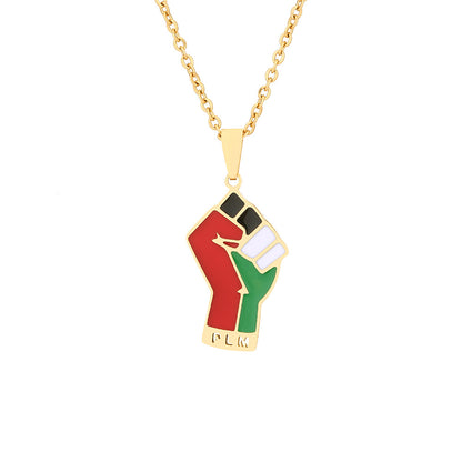 Stainless Steel Palestine Map Pendant Necklace