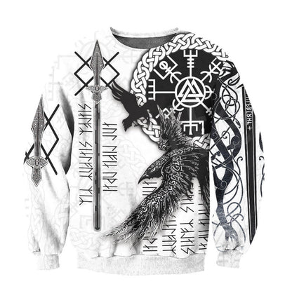 Men's Round Neck Sweater 3D Printed Viking Series Pattern Loose Sports And Leisure Pullover Top