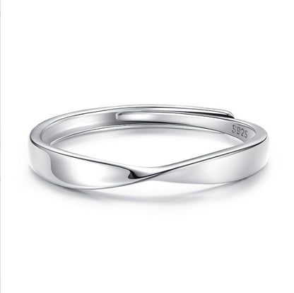 S925 Silver Couple Ring Simple Graceful