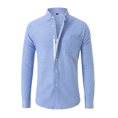 Non-ironing Men's Long-sleeve Zipper Oxford Woven Shirts