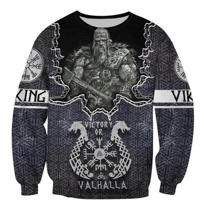 European And American 3D Printed Viking Series Pattern Loose Sports And Leisure Pullover Top