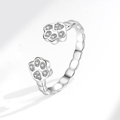 Open-end Cat Cute Animal Footprints Ring