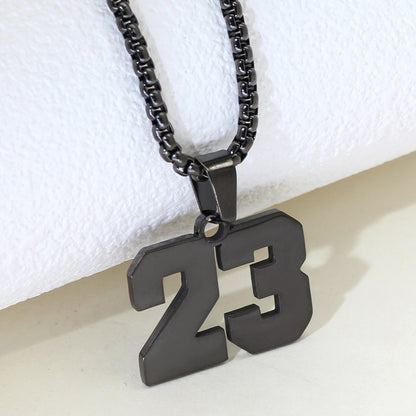 Simple Fashion Numbers Stainless Steel Black Double-sided Necklace