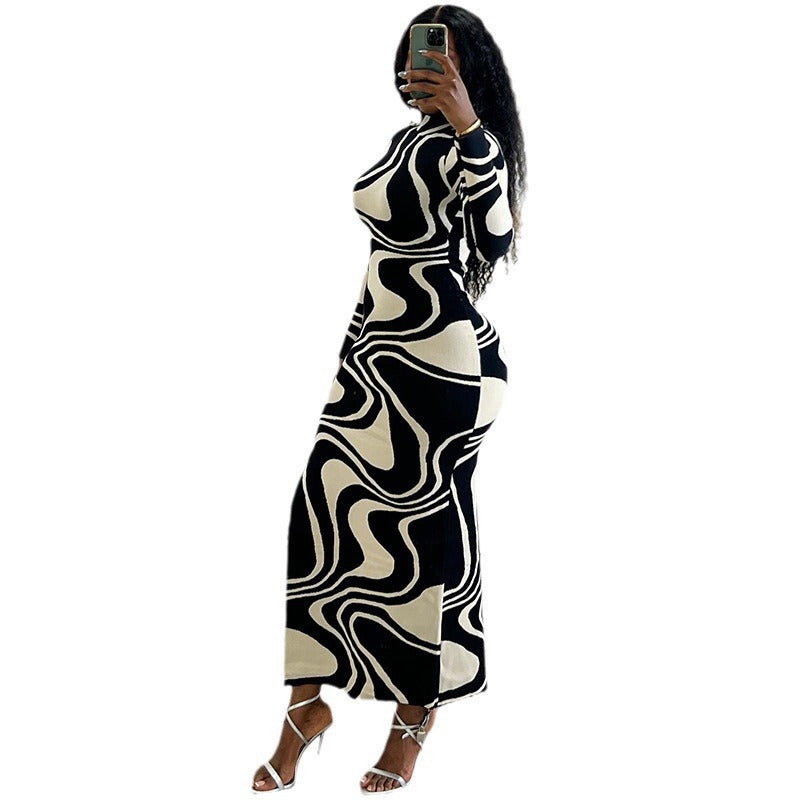 Ins Fashion Printed Tight Dress Women