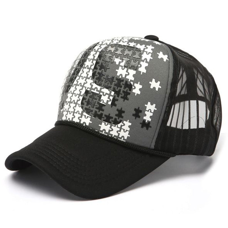 High Fashion Letter Print Embroidery Mesh Cap Korean Style