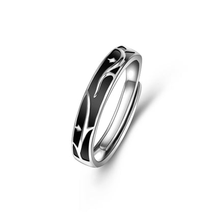 Couple Rings Niche Non-fading Sterling Silver Opening