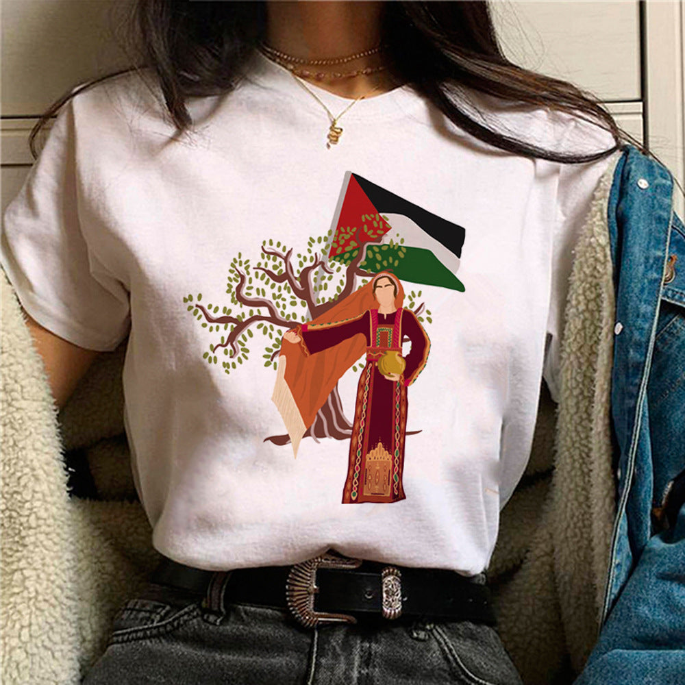 Palestine T-shirts Women Comic Japanese Tshirt Female Funny