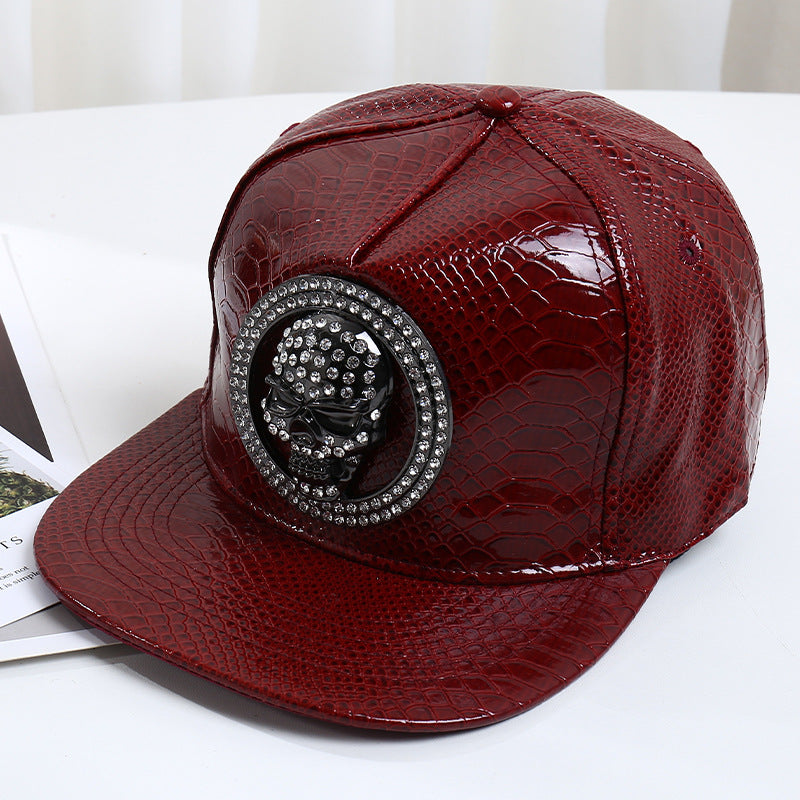 Pattern PU Leather Baseball Cap Hip-hop Fashion Cross