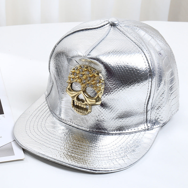 Pattern PU Leather Baseball Cap Hip-hop Fashion Cross