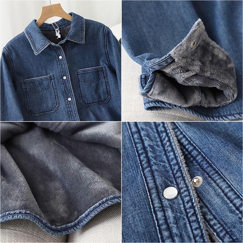 Denim Shirt Women Washed Loose And Warm