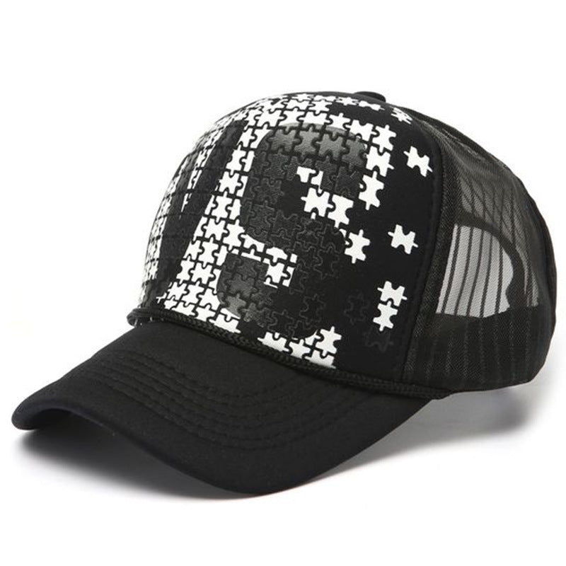 High Fashion Letter Print Embroidery Mesh Cap Korean Style