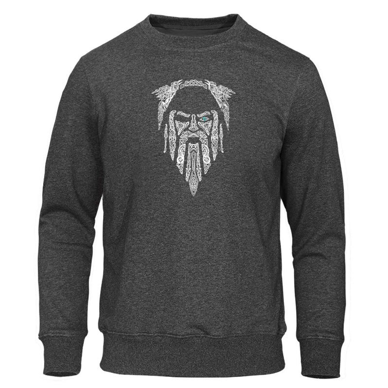 European And American 3D Printed Viking Series Pattern Loose Sports And Leisure Pullover Top