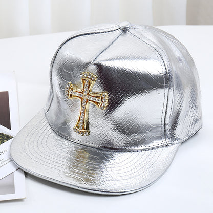 Pattern PU Leather Baseball Cap Hip-hop Fashion Cross