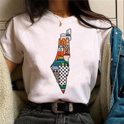 Palestine T-shirts Women Comic Japanese Tshirt Female Funny