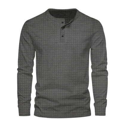 Solid Color Buckle Slim Pullover Sweater For Men