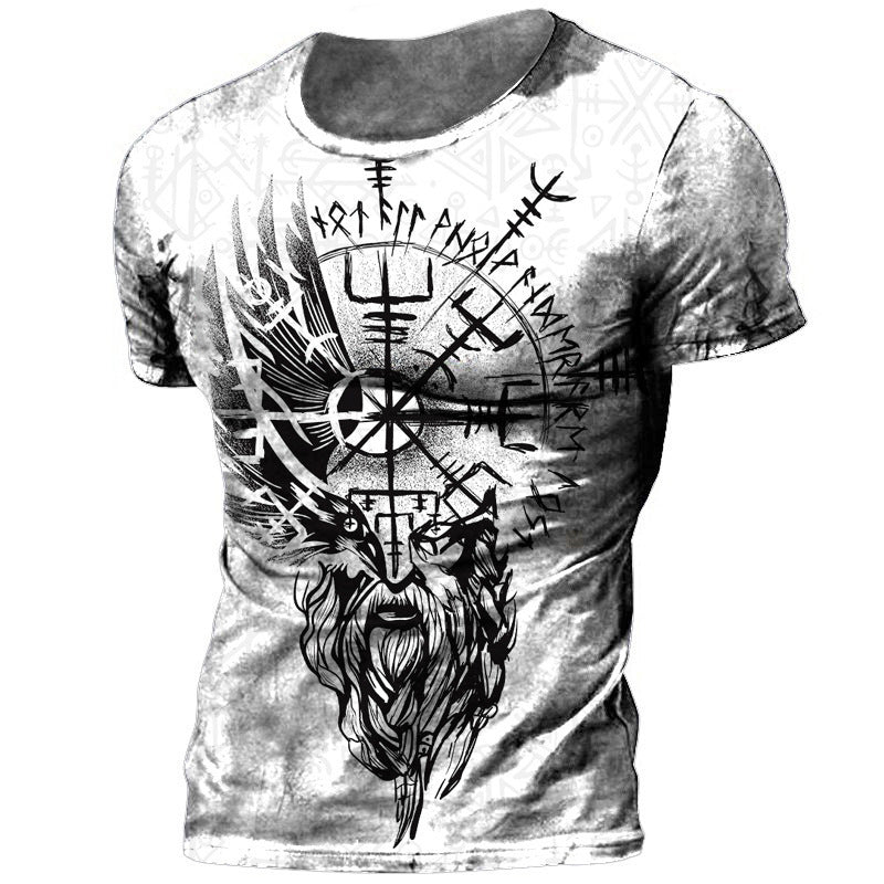 Viking Style 3D Printed Men's T-shirt Round Neck Short Sleeve Top