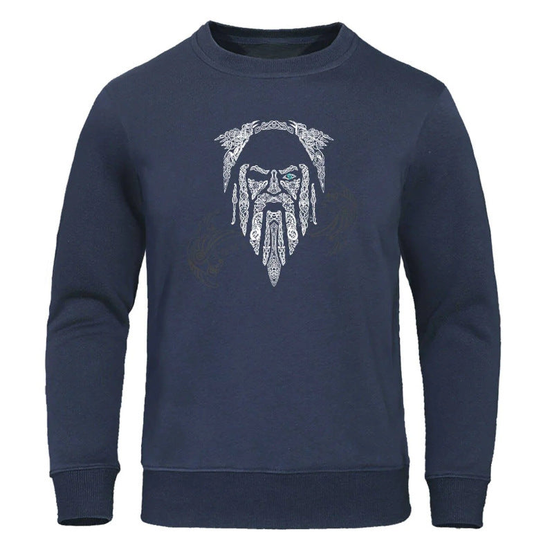 European And American 3D Printed Viking Series Pattern Loose Sports And Leisure Pullover Top