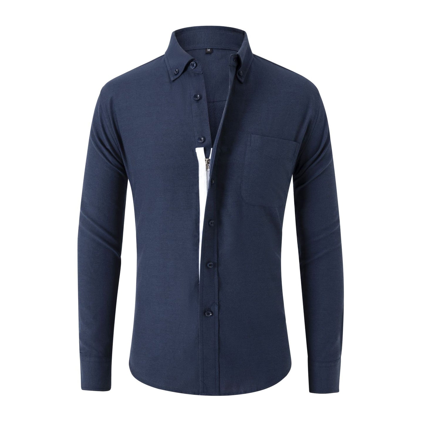 Non-ironing Men's Long-sleeve Zipper Oxford Woven Shirts