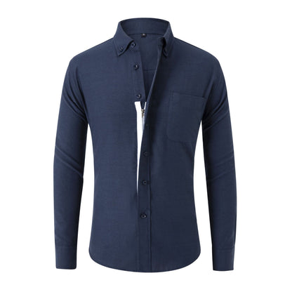 Non-ironing Men's Long-sleeve Zipper Oxford Woven Shirts