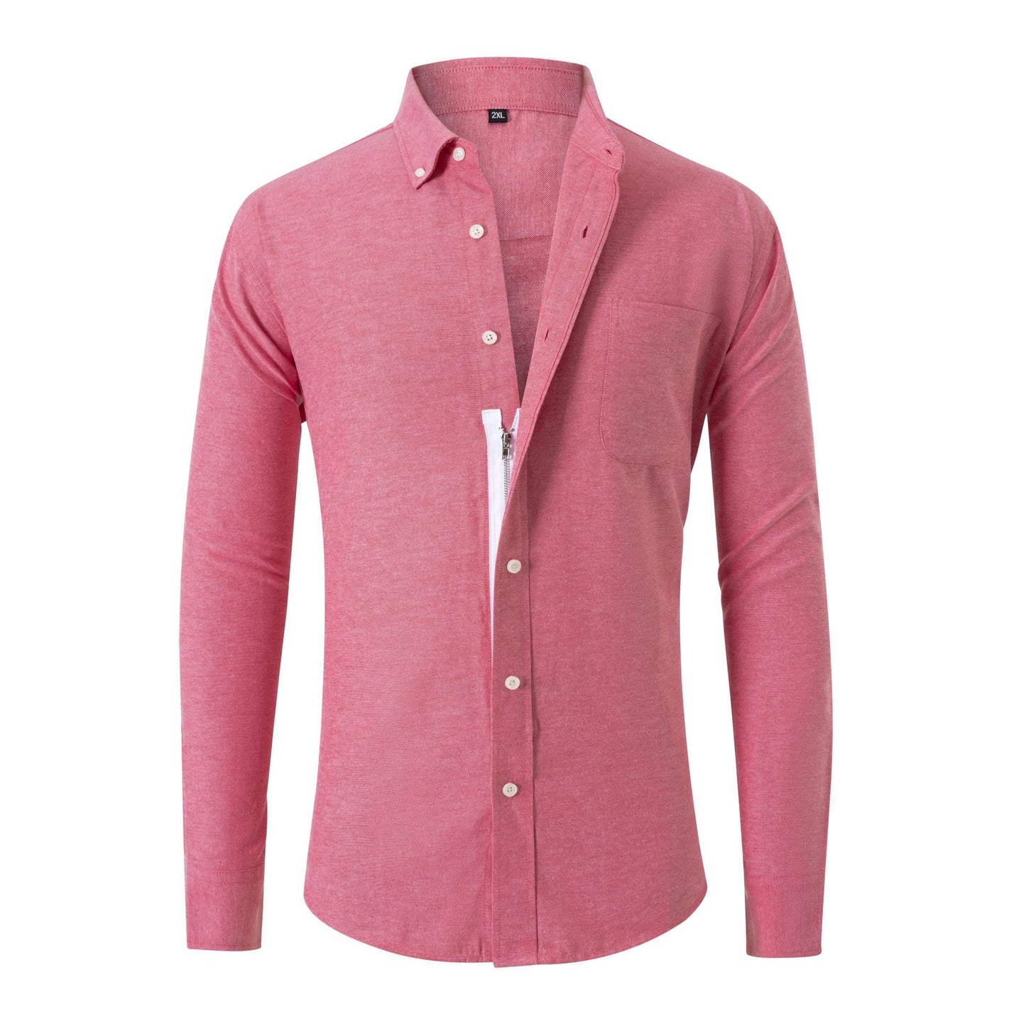 Non-ironing Men's Long-sleeve Zipper Oxford Woven Shirts