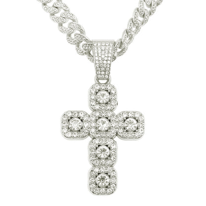 Hip Hop Diamond Cross Pendant Cuban Necklace