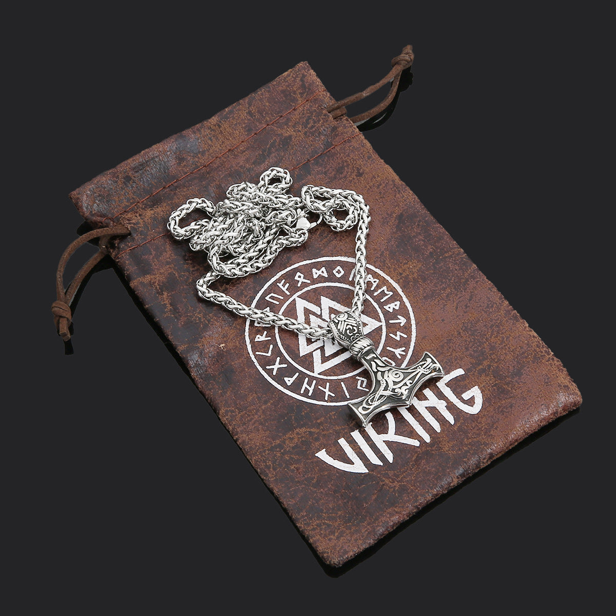 Titanium Steel Nordic Pirate Viking Myth Hammer Necklace Men