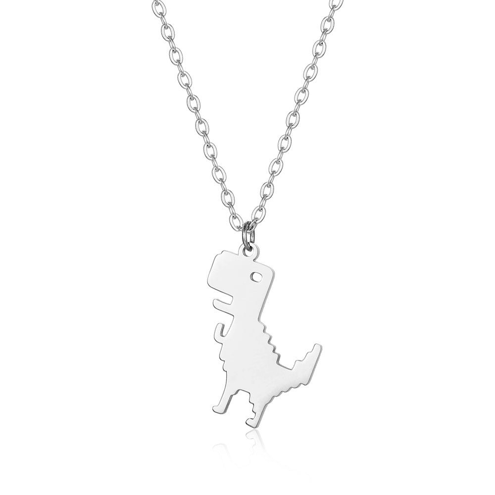 Cartoon Little Dinosaur Animal Pendant Necklace Versatile Fashion Creative Titanium Steel Clavicle Chain Ornament