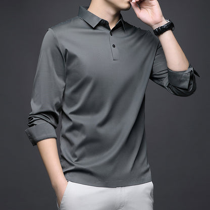 Jinammonia Seamless Quality Lapel Long Sleeve Shirt Men