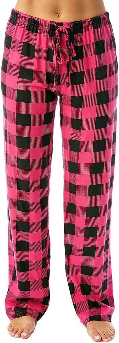 Women's Spring And Autumn Drawstring Plaid Printed Pants Length Leisure Pants Home