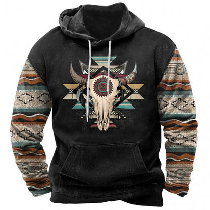 Printed Hoodie Men's Clothing With Pockets