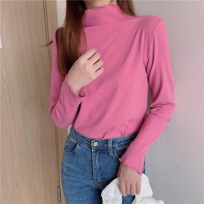 Women's Dralon Half Turtleneck Autumn And Winter Warm High Elastic Top