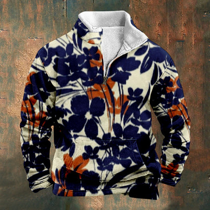 Cross Border Digital Printing Long Sleeve Stand Collar Half Zip Sweater Inner Cut