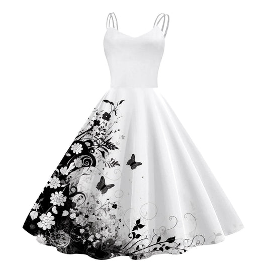 Women's Clothing New 3D Digital Printed Flowers Sling Dress