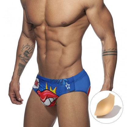 Men's Triangle Bikini Bottoms With Cups