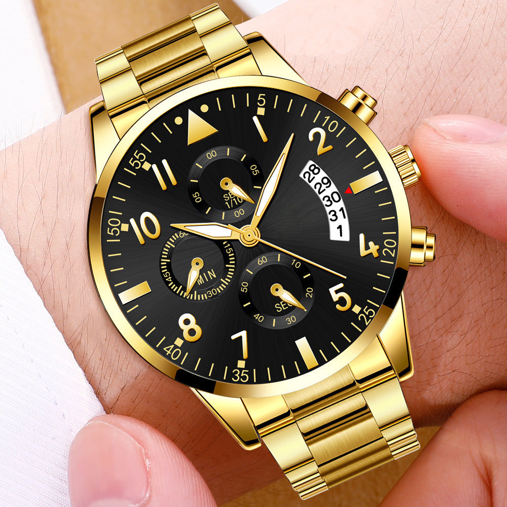 Men's Fashion Stainless Steel With Luminous Pointer