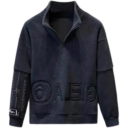 American-style Zipper Pocket Tactical Fleece Sweater Men's Hooded Thickened Thermal