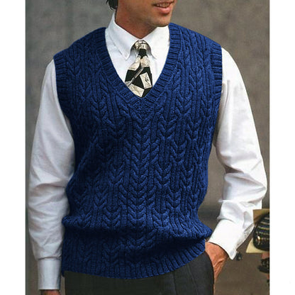 Knitted Vest V-neck Sweater Solid Color Casual