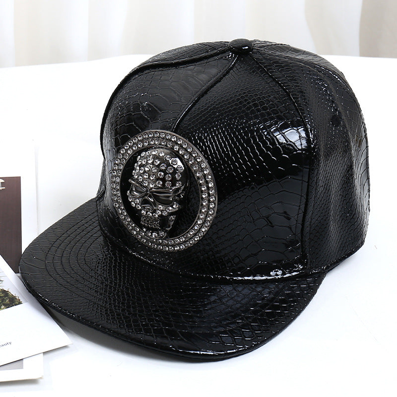 Pattern PU Leather Baseball Cap Hip-hop Fashion Cross