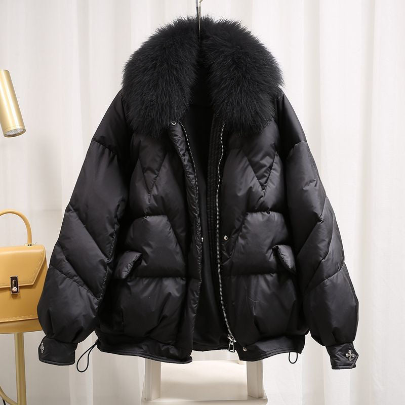 Winter New European Style Loose Goods Match Long Sleeves Cotton-padded Coat Outside