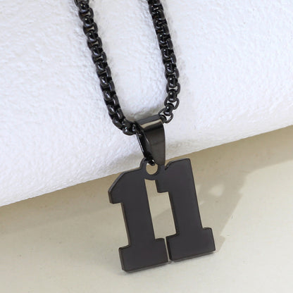 Simple Fashion Numbers Stainless Steel Black Double-sided Necklace