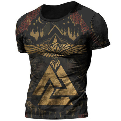 Viking Style 3D Printed Men's T-shirt Round Neck Short Sleeve Top