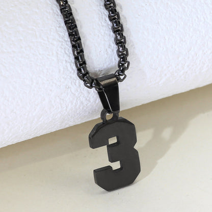 Simple Fashion Numbers Stainless Steel Black Double-sided Necklace