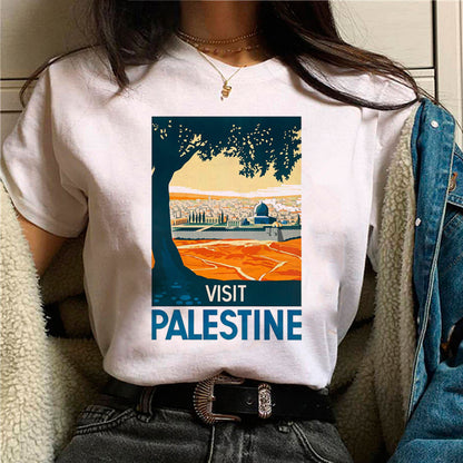 Palestine T-shirts Women Comic Japanese Tshirt Female Funny